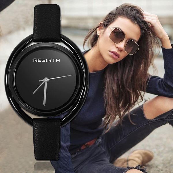 

rebirth women's watch luxury montre femme 2019 fashion ladies watches for women bracelet reloj mujer rose gold zegarek damski, Slivery;brown