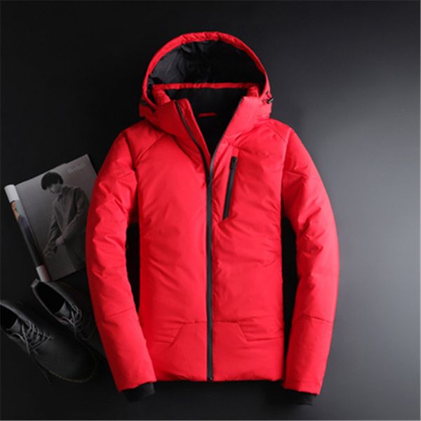 

90% duck down jacket men large size 3xl hooded slim thick winter parka men zipper pockets mens coats fashion clothing red white, Black