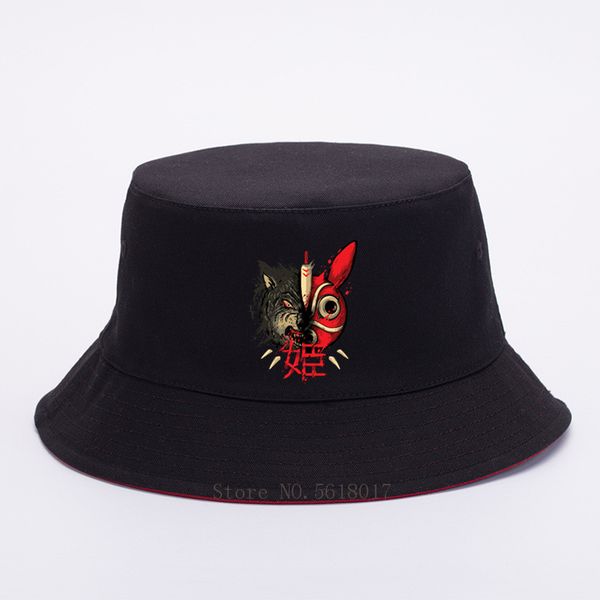 

mononoke hime bucket hats 2020 summer harajuku women men fisherman hat outdoor sunshade cap panama fishing hat