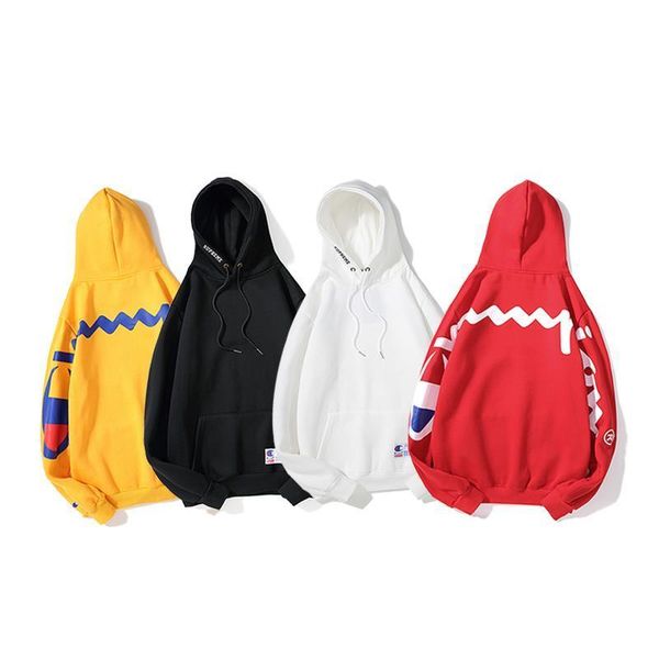 

champ back big letters logo hoodies autumn winter fashion brand men women luxury long sleeve sweatshirts cotton hooded pullover sweater, Blue;black
