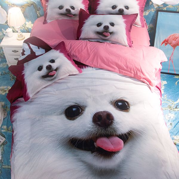 

holiday christmas gift cute pomeranian dog pattern bedding quilt duvet cover set pillow case sham eu us size