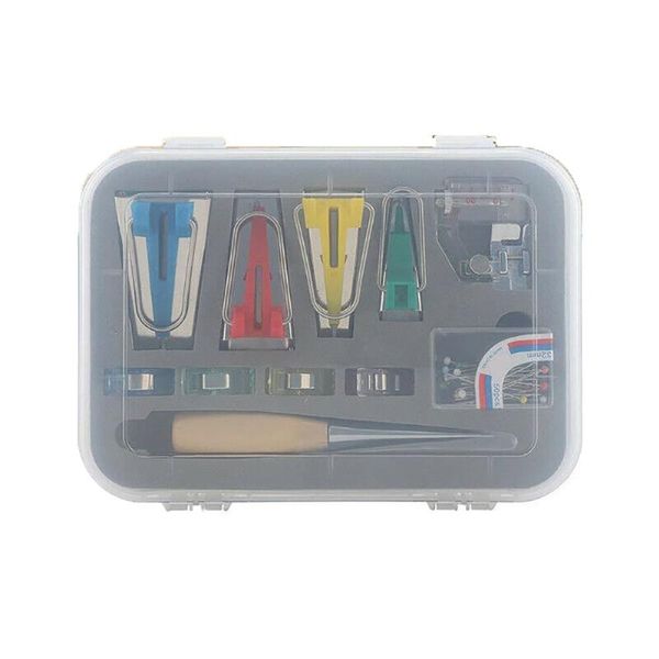 

fabric bias tape maker kit binder foot awl ball clips pins set diy patchwork hand-made belt-wrapping hemming combination tool, Black