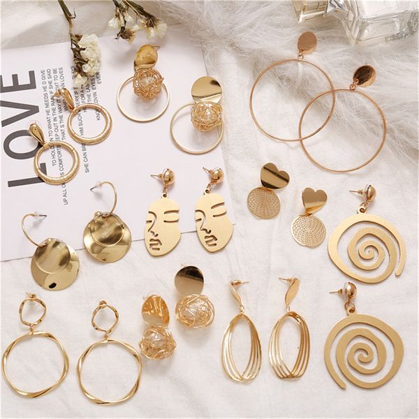 

gold color circle dangle earrings for women 2019 new summer fashion geometric big drop round statement earring ladies jewelry, Silver