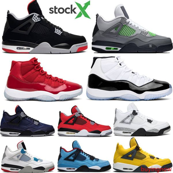 

2020 4 neon what the 4s bred mens basketball shoes loyal blue white cement pure money black cat 11 11s concord 45 royalty men sports sneaker