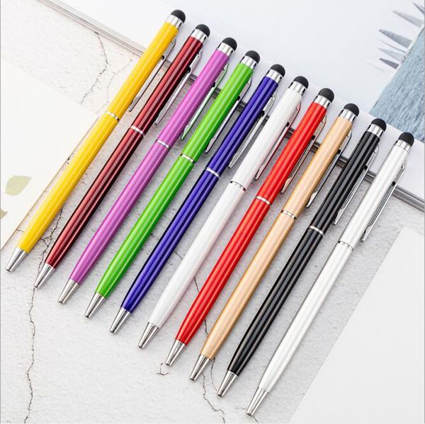 

10pcs/lot 2 in 1 touch screen stylus pen ballpoint pens office school supplies gift roller ball pen, Blue;orange