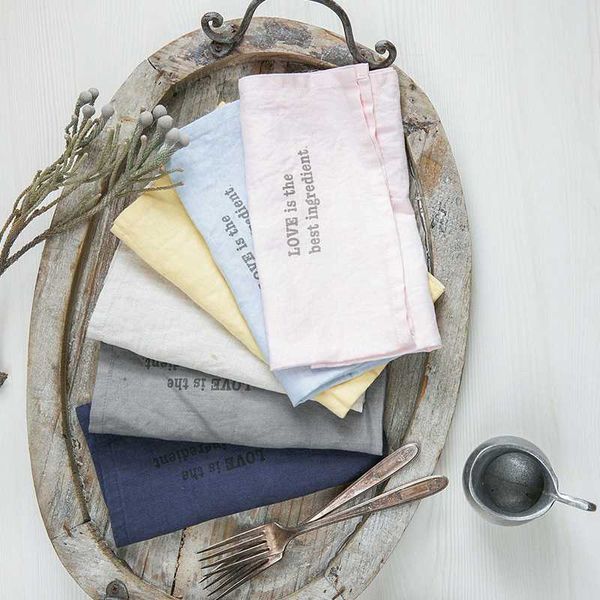 

waterwash soft 100% pure linen napkins simple english small napkin