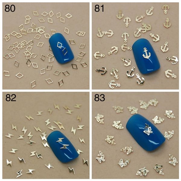 

800pcs/bag gold anchor diamond lighting butterfly sequins nail art rhinestones decorations tips 80-83#, Silver;gold