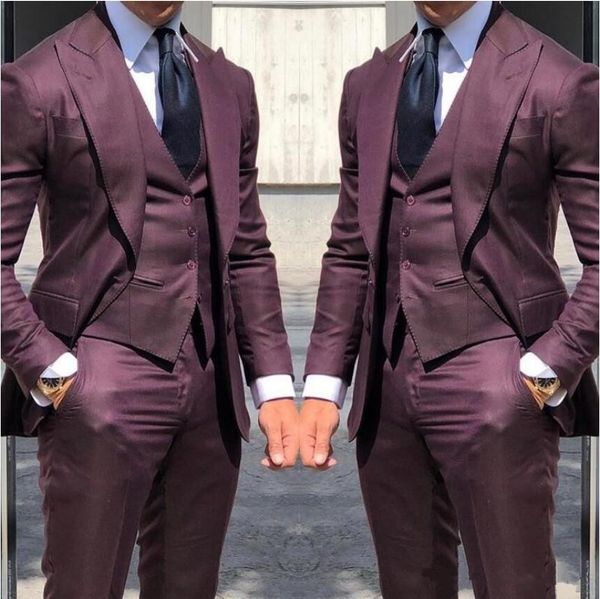 

2019 новые бордовый свадебные смокинги модные костюмы для мужчин 3 шт. свадебный жених смокинги жених носить индивидуальные (куртка + брюки, Black;gray