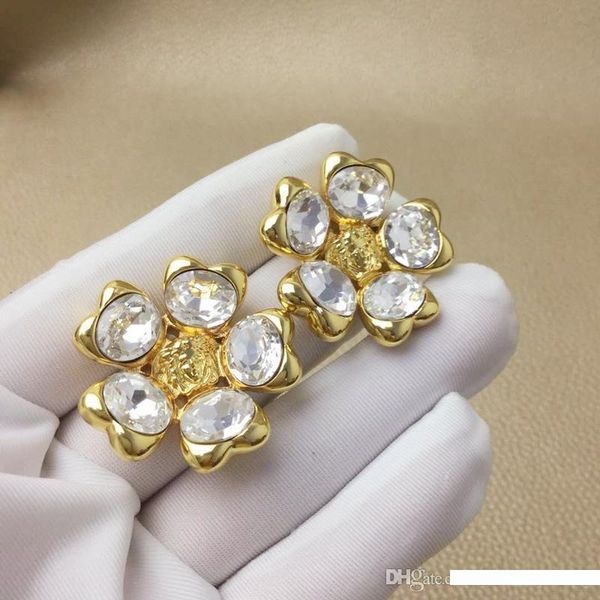 

новые серьги способ желтого золота гальванической игристой cz цветок серьга для девочек женщин для партии свадьбы хорошего подарка для друзе, Golden;silver