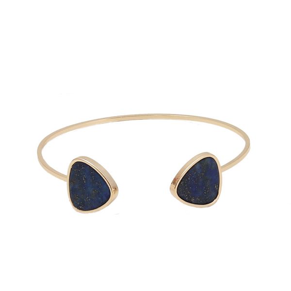 

zwpon trendy geometric triangle natural stone bracelets bangles two-tone triangle natural stone bracelets for woman jewelry, Black