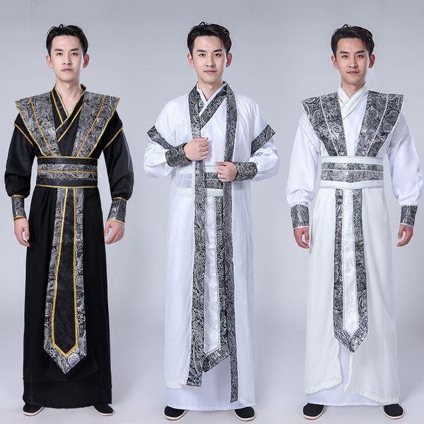 

2019 knight costumes for man chinese traditional performance gown embroidery loose style male tang suit hanfu dwy1145, Black;red