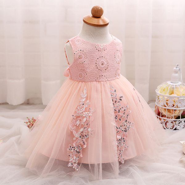 

selling sequin puffy princess dress children shirt baby dress girls a year of age baby's first month formal, Red;yellow