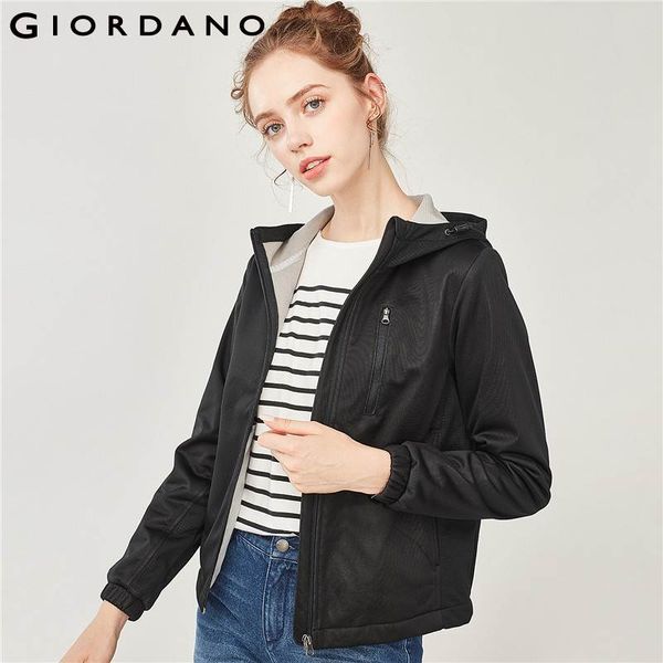 

giordano women jacket women polar fleece lining hooded jacket adjustable hood zip pockets chaqueta mujer keep warm fashion, Black;brown