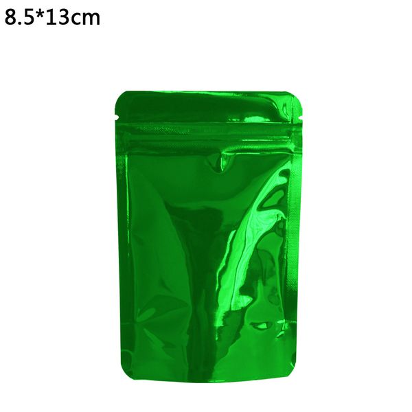 

100pcs/lot 8.5*13cm green zipper zipper stand up aluminum foil storage bag cereal drysaltery mylar foil bag storage packing bags