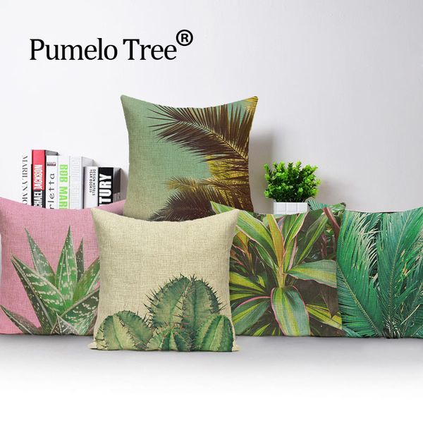 

tropical leaves fabric cactus cushion pineapple sofa seat luxury throw pillows plant linen car seat custom cover cushion