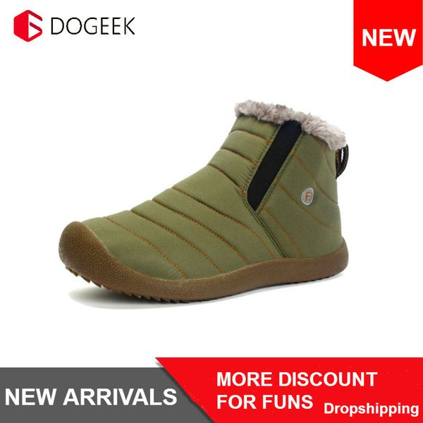 

dogeek winter boots flat women man couple snow boots cotton botines shoes zapatos mujer warm invierno waterproof ankle botas fur, Black