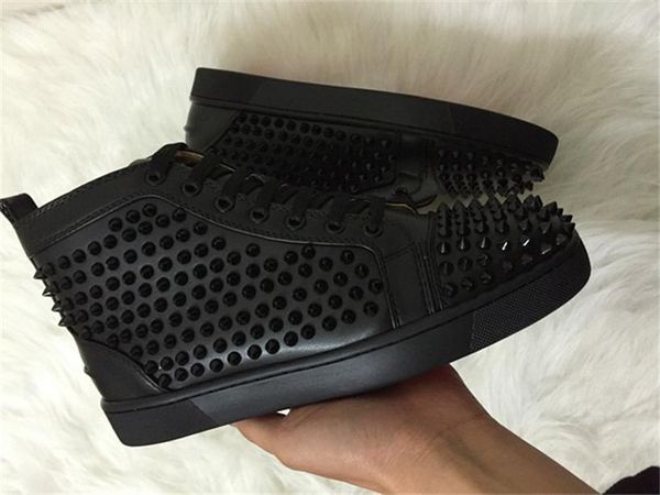 

designer red bottom outdoor shoes women men sneakers studded spikes high red bottom shoes party wedding lovers genuine leather sneakers