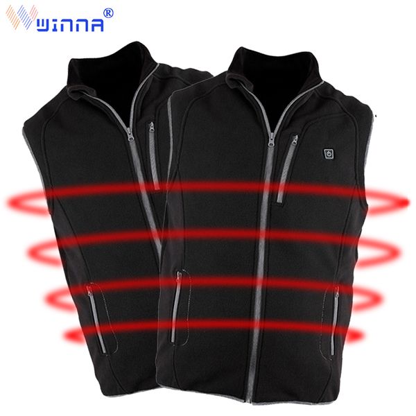 

fleece heated vests with power bank thermal waistcoat clothing electric heating vests for outdoor riding running hunting, Black;white
