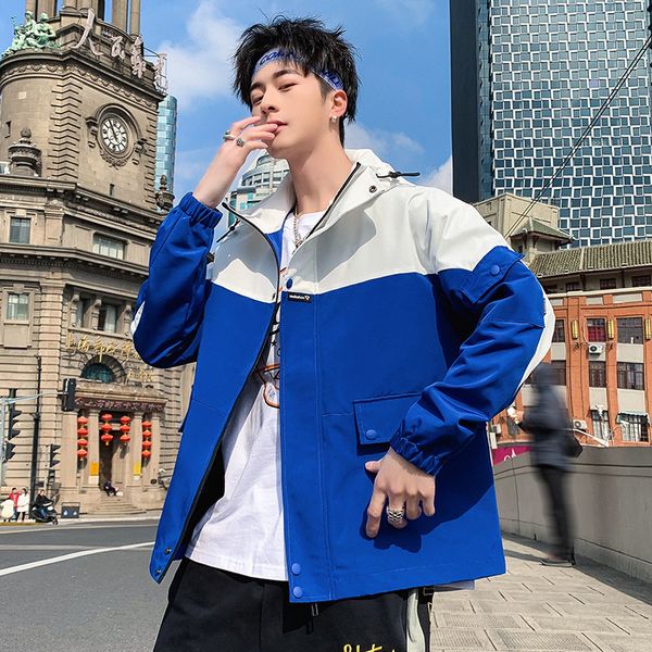 

jacket men's 2019 spring and autumn new style korean-style trend mixed colors loose-fit hooded casual outer wear coat men's, Black;brown