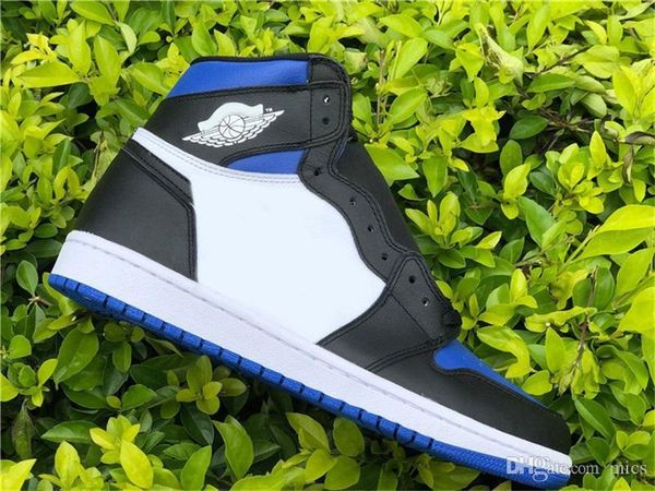 

authentic 2020 1 high og game royal man basketball shoes women mens trainers athletic sneakers sports black white blue with original box