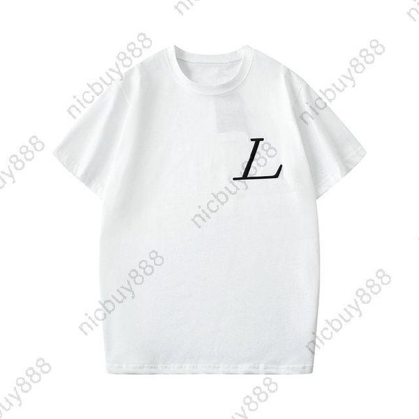 

летняя дизайнерская роскошная мужская одежда футболка классическая простая вышивка письмо футболка повседневная хлопчатобумажная футболка с, White;black