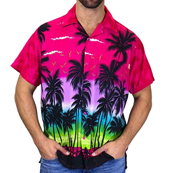 

hawaii mens designer shirts summer beach printed casual shirts colorful mens short sleeved single breasted, White;black