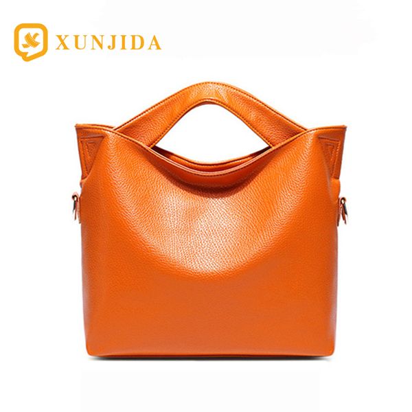 

xunjida fashion women soft leather bag lychee pattern shoulder handbag crossbody ladies bag women orange