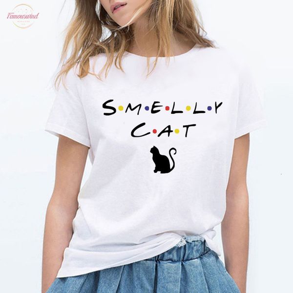 

кошка футболка футболка женщины tv show вонючий спандекс cat printed t shirt лето смешные девочка и женщина топ tee друзья, White
