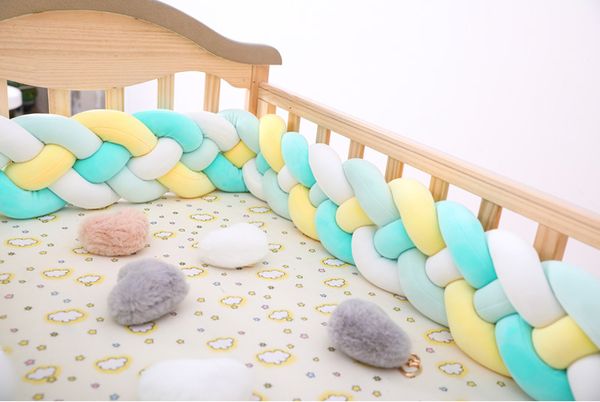 

2m3m 4 knot soft baby bed bumper crib sides 4 braid 2 meter newborn crib pad protection cot bumpers bedding for infant