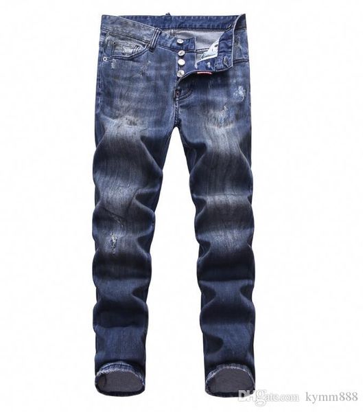 

european standing men's jeans, men's jeans, a pair of skinny jeans and black embroidered skulls#075, Blue