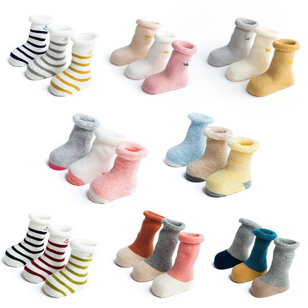 

children socks 8 design solid striped casual middle tube sock newborn baby boy sockings soft socks babys girls sock 0-3t 07, Pink;yellow