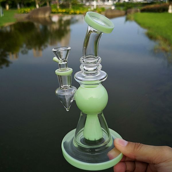 Ağızlıklı Benzersiz Mor Heady Cam Bongs Mini Su Boruları Duş Başlığı Perc Percolaters Piramit Tasarım 14mm Kaseli Yağ Dab Kuleleri