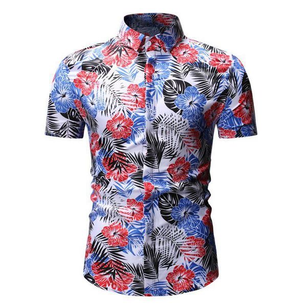 

laamei mens summer beach hawaiian shirt 2019 brand short sleeve plus size floral shirts casual holiday vacation clothing camisas, White;black