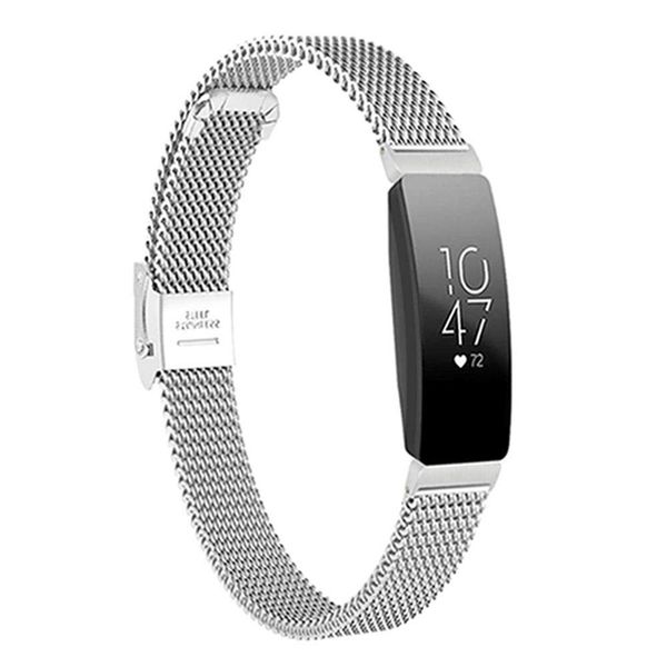 

for inspire & inspire hr,double buckles replacement strap-adjustable magnetic milanese stainless steel watch ban, Black;brown