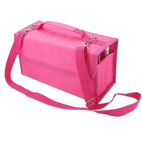 

80 slots large capacity folding marker pen case art markers pen storage carrying bag durable sketch tools organizer rose red