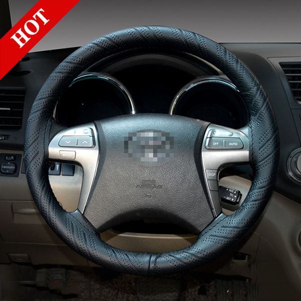 

decorative pattern micro fiber leather car steering wheel cover handsewn car steering wheel sleeve 38cm interior accessories