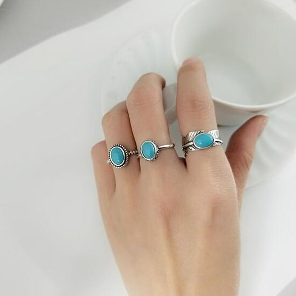 

real pure 925 sterling silver ring for women vintage feather leaf rings natural stone s925 silver turkish jewelry open ring, Slivery;golden