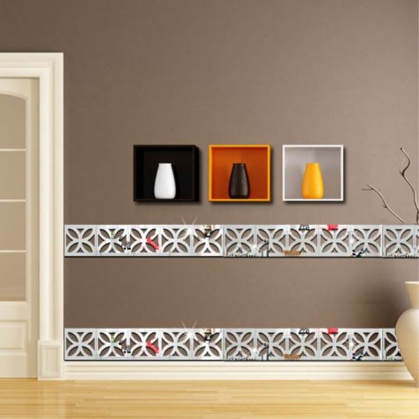 

10 pcs 10*10cm 3d mirror stickers diy waist line wall sticker acrylic wall decor room decoration stickers for ceiling