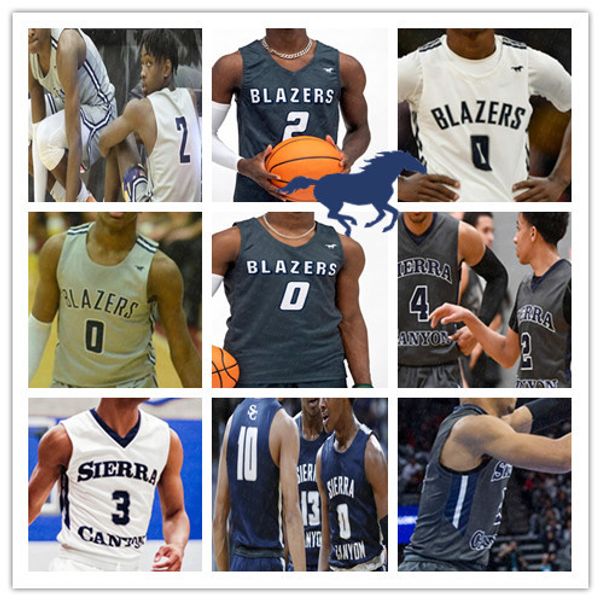 Costume Sierra Canyon High School Jerseys Basquetebol Bronny James Zaire Wade Terreno Frank Dylan Branco Jake Miller Metoyer Boston Jr Homens Juventude