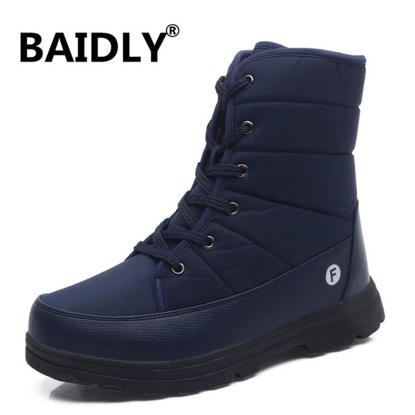 

snow boots for men waterproof winter boots thick fur winter shoes slip-resistant high men female botas mujer botas, Black