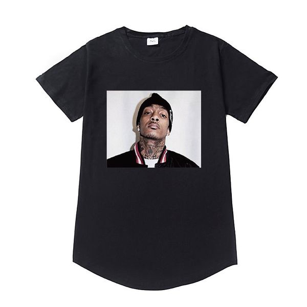 

High Street NIPSEY HUSSLE Mens Tshirts Summer Long 19ss Longline Curved Tees