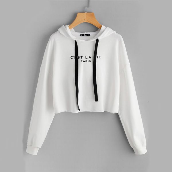 

женщины дизайнер толстовок женской одежды белого падение плечо crop hoodie женщины письмо печать повседневных фуфайки осень top drop доставк, Black