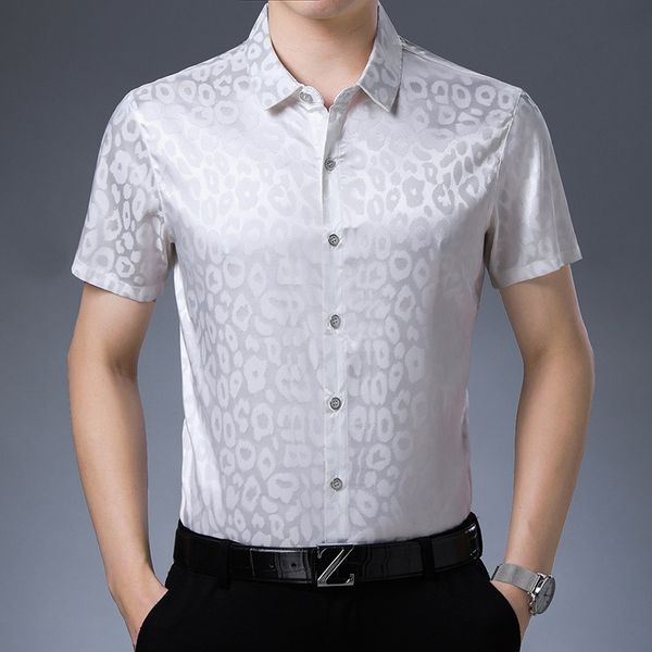 

mens white dress shirt silk shirt for mens plus size clothing leopard printed light blue dress large sizes men official shirts, White;black
