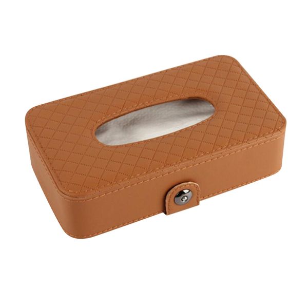 

21 x 12.5cm multi-functional tissue box leather pumping tray chair back strap napkin holder paper container brown
