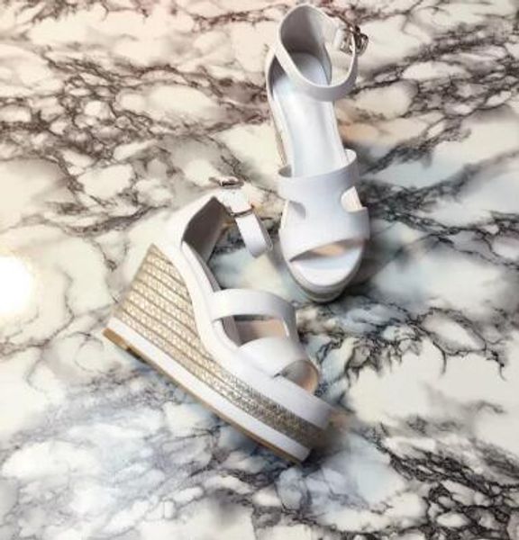 

wedge sandals for women genuine leather high platform dessinger weave summer gladiators, Black