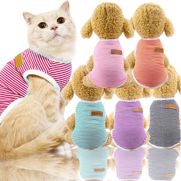 

одежда для собак cat одежда pet хлопок полосатый жилет малый средний большой одежда для собак весна и лето модели