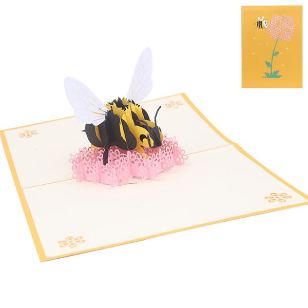 

bee flower greeting cards handmade birthday wedding invitation 3d up card