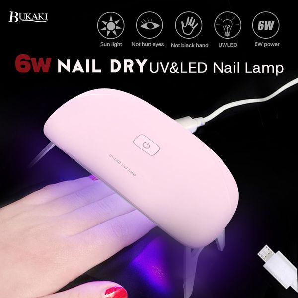 

bukaki portable mini 6w led lamp nail dryer usb quickly dry nails gel manicure charge 30s 60s timer led nail art tools