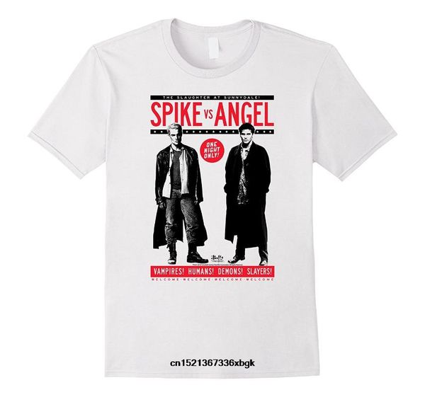 

buffy the vampire slayer spike vs angel 2020 summer funny cool fashion printed hipster t shirt, White;black