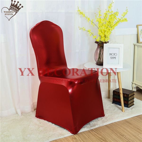 

25 50 100pcs bronzing coated lycra spandex chair cover stretch metalic chair covers for wedding event decoration